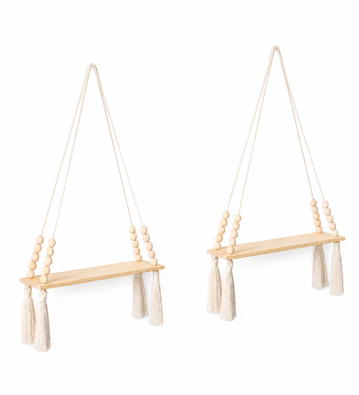 Boho Wooden Hanging Shelves