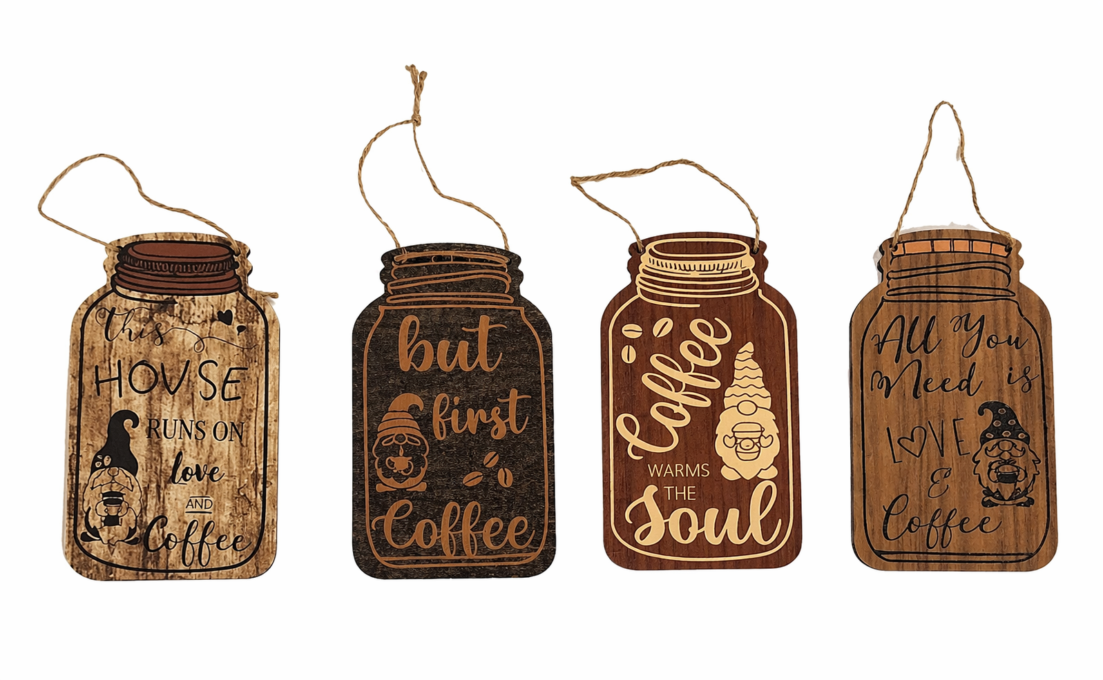 Rustic Wooden Coffee Set of 4