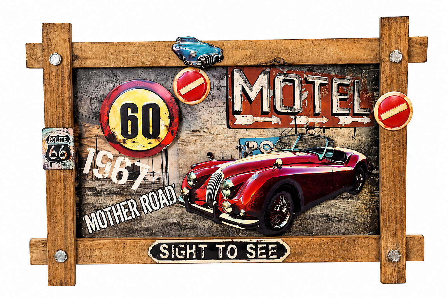 Motel Route 66 3D Wall Art