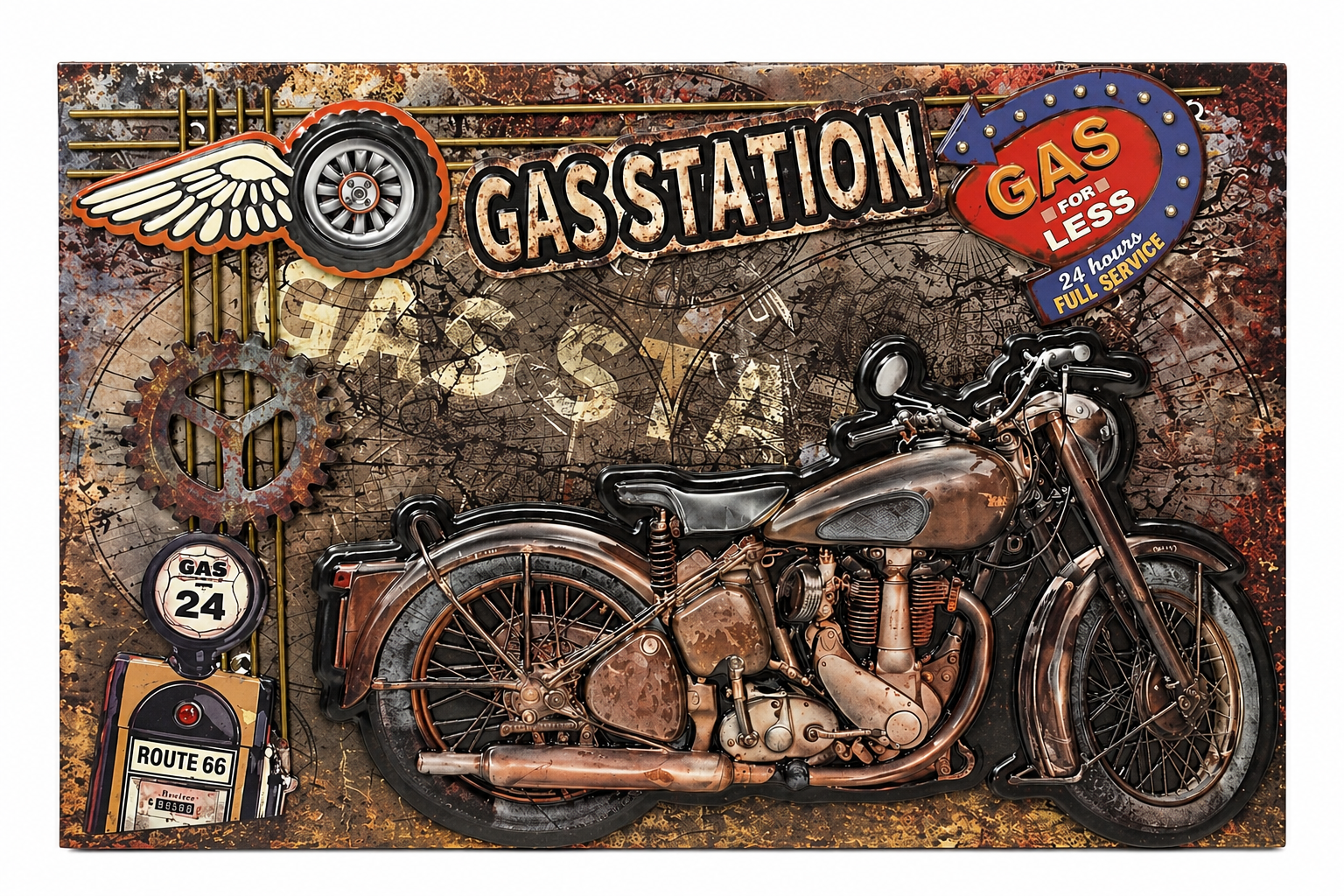 Vintage Gas Station 3D Wall Panel