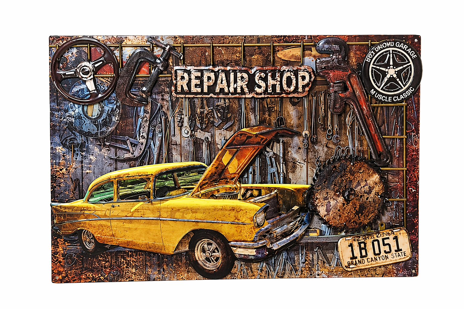 Vintage Repair Shop 3D Wall Panel